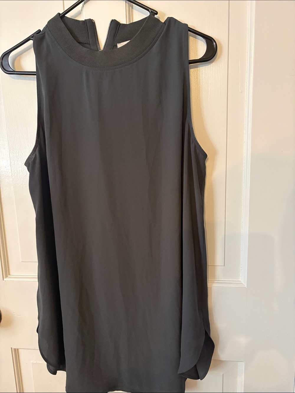 LOFT Sleeveless Mock Neck Blouse - Charcoal